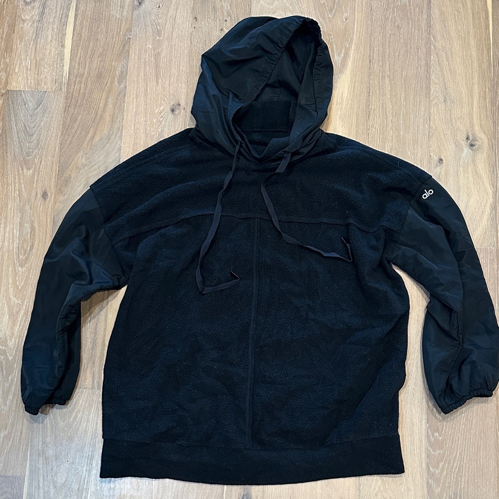 ALO Yoga Women’s Mixed Media Black Hoodie Size Medium